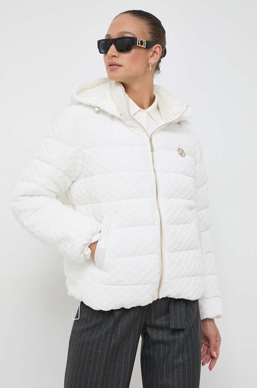 Bunda Liu Jo dámská, bílá barva, zimní, oversize - bílá - Hlavní materiál: 92 % Polyester