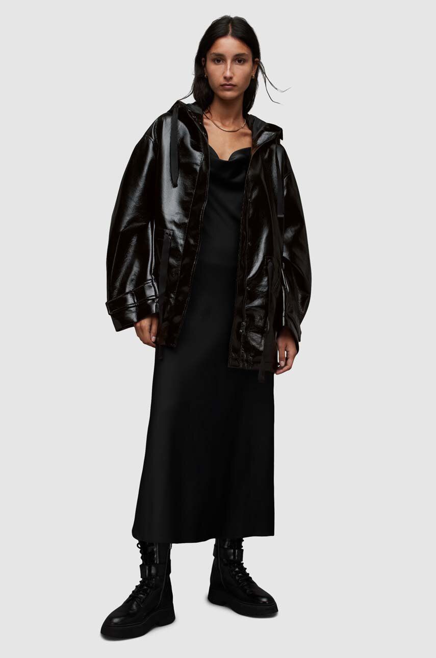 Allsaints Geaca Kelsie Shine Jacket Femei, Culoarea Negru, De Tranzitie