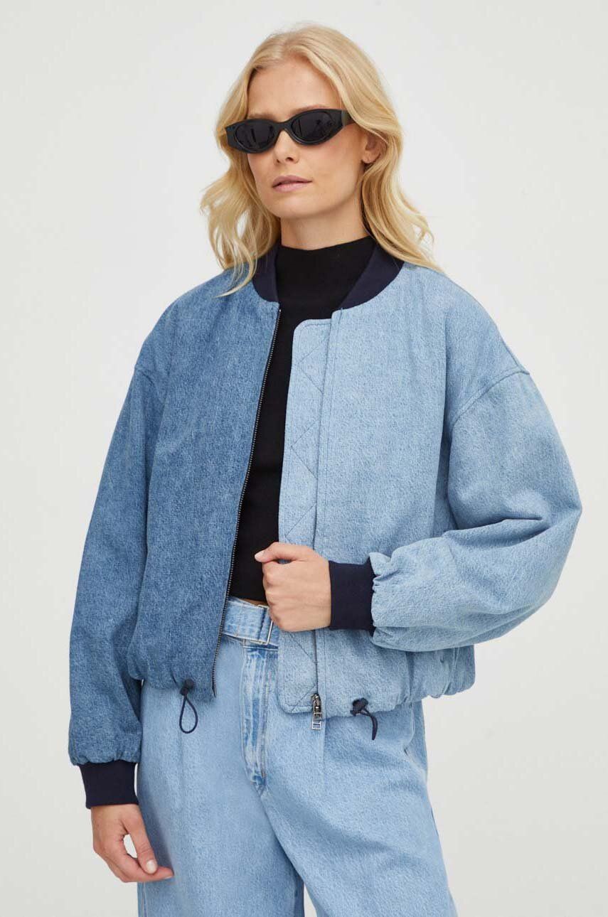 Džínová bunda Levi′s dámská, přechodná, oversize - modrá - Hlavní materiál: 79 % Bavlna