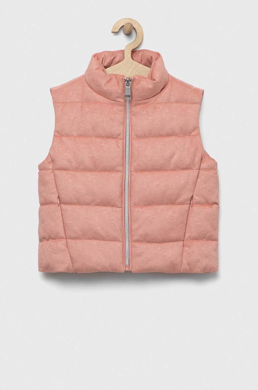 Dětská vesta Guess růžová barva - růžová -  Hlavní materiál: 90 % Polyester