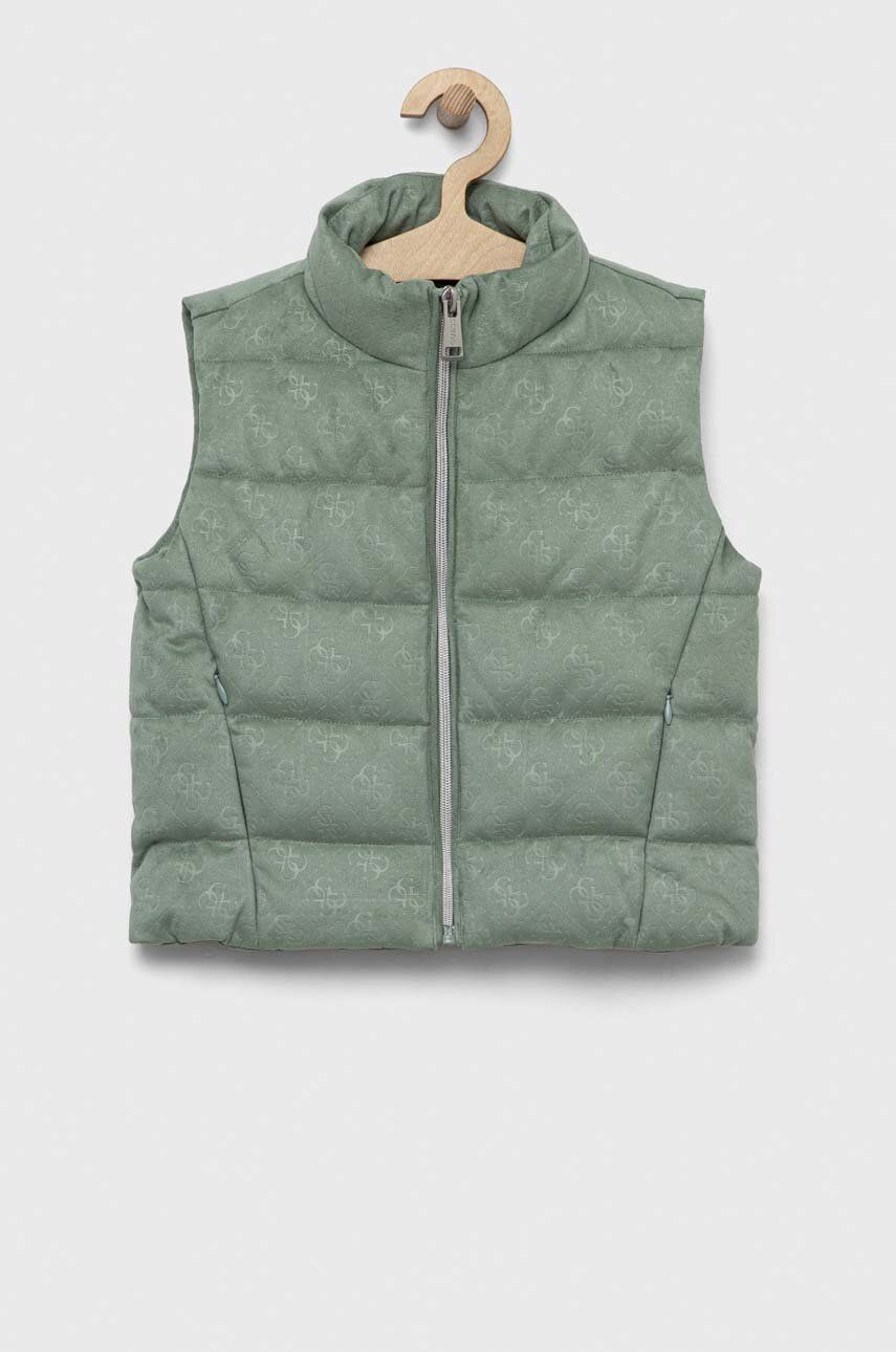 Dětská vesta Guess zelená barva - zelená -  Hlavní materiál: 90 % Polyester
