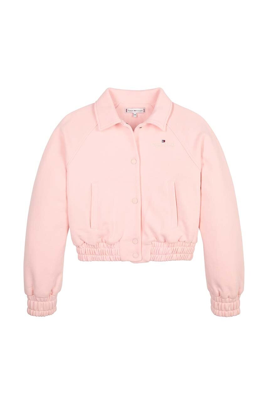 Levně Dětská bunda Tommy Hilfiger růžová barva