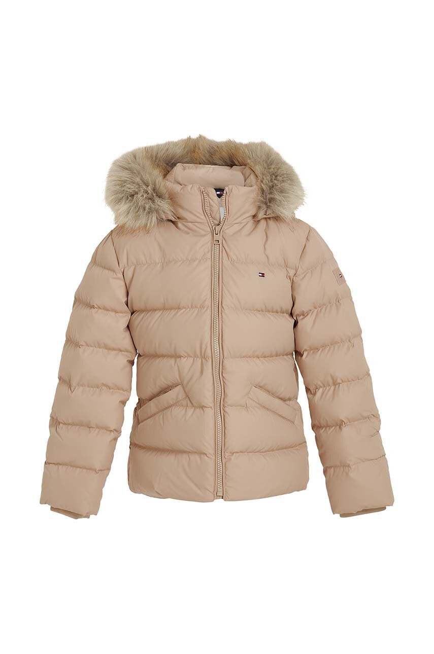

Дитяча пухова куртка Tommy Hilfiger колір бежевий