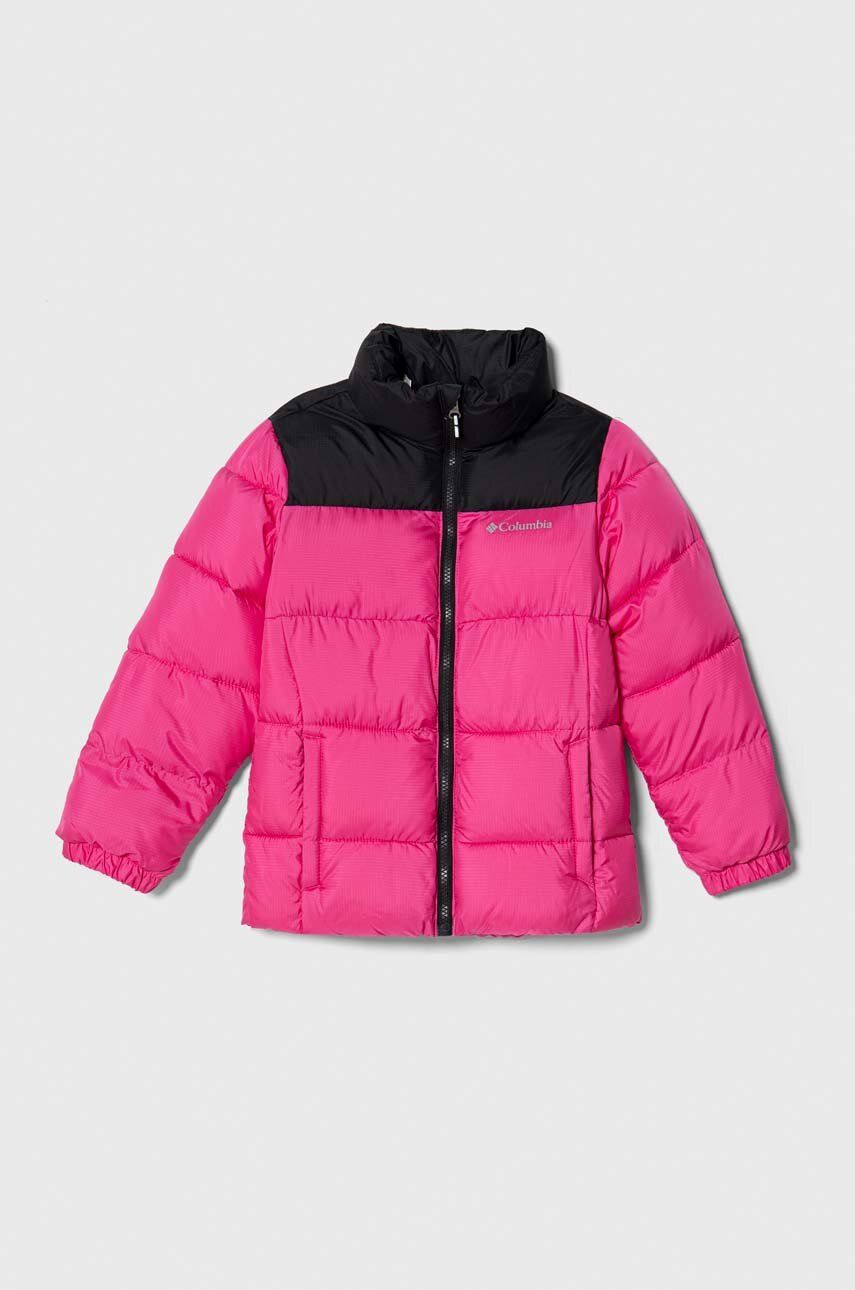 Levně Dětská bunda Columbia U Puffect Jacket růžová barva