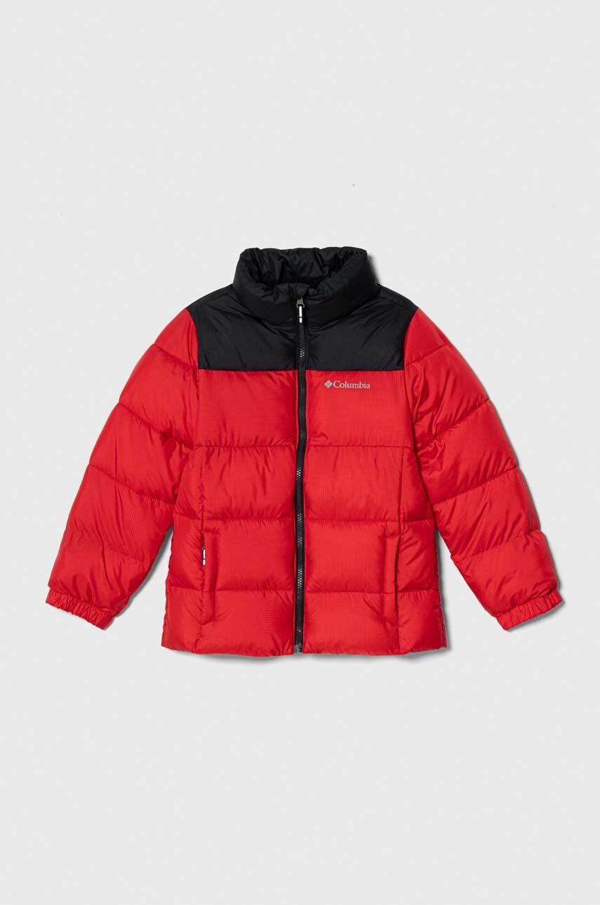 Dětská bunda Columbia U Puffect Jacket červená barva