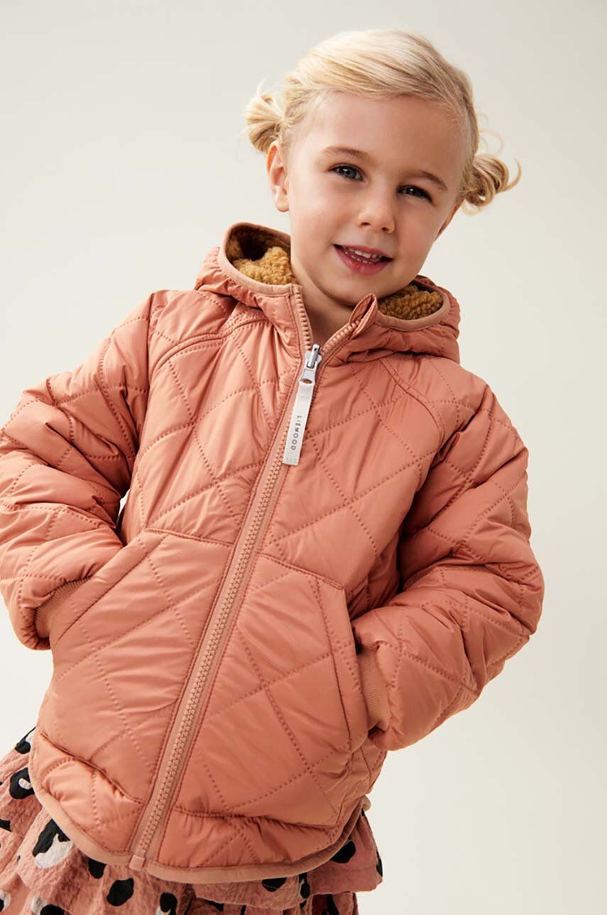 Dětská oboustranná bunda Liewood oranžová barva - oranžová - 100 % Recyklovaný polyester