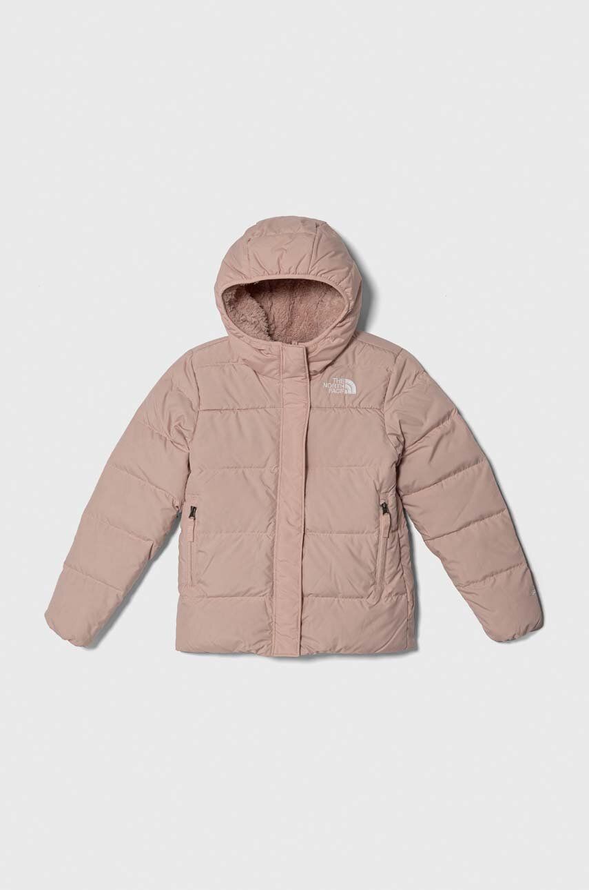 Levně Dětská péřová bunda The North Face G DOWN FLEECE LINED PARKA růžová barva