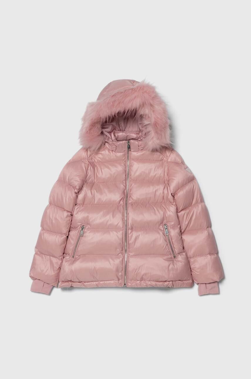 

Дитяча пухова куртка Guess колір рожевий