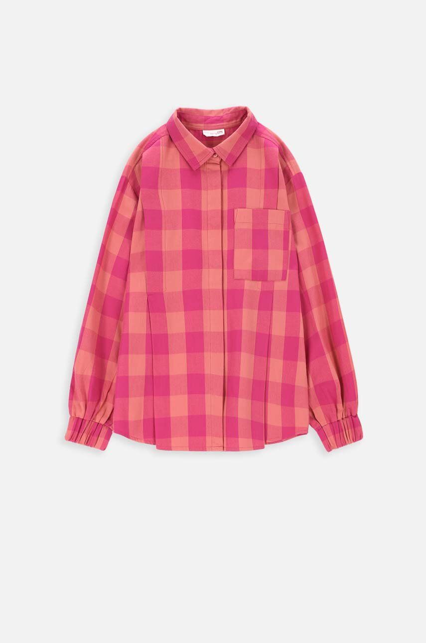 Levně Dětská bavlněná košile Coccodrillo ZC3140101PUJ PEPPED UP JUNIOR růžová barva