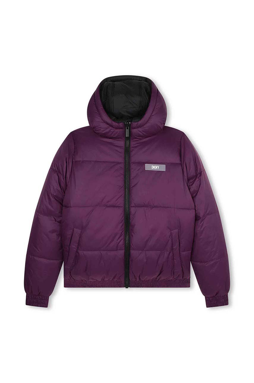 E-shop Dětská oboustranná bunda Dkny fialová barva