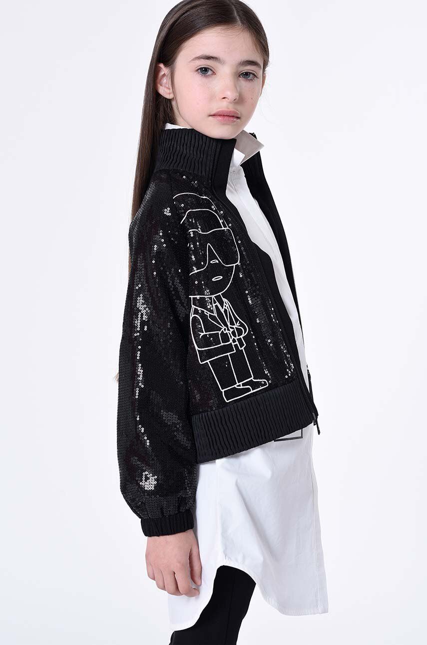 Dětská bomber bunda Karl Lagerfeld černá barva - černá - 98 % Polyester