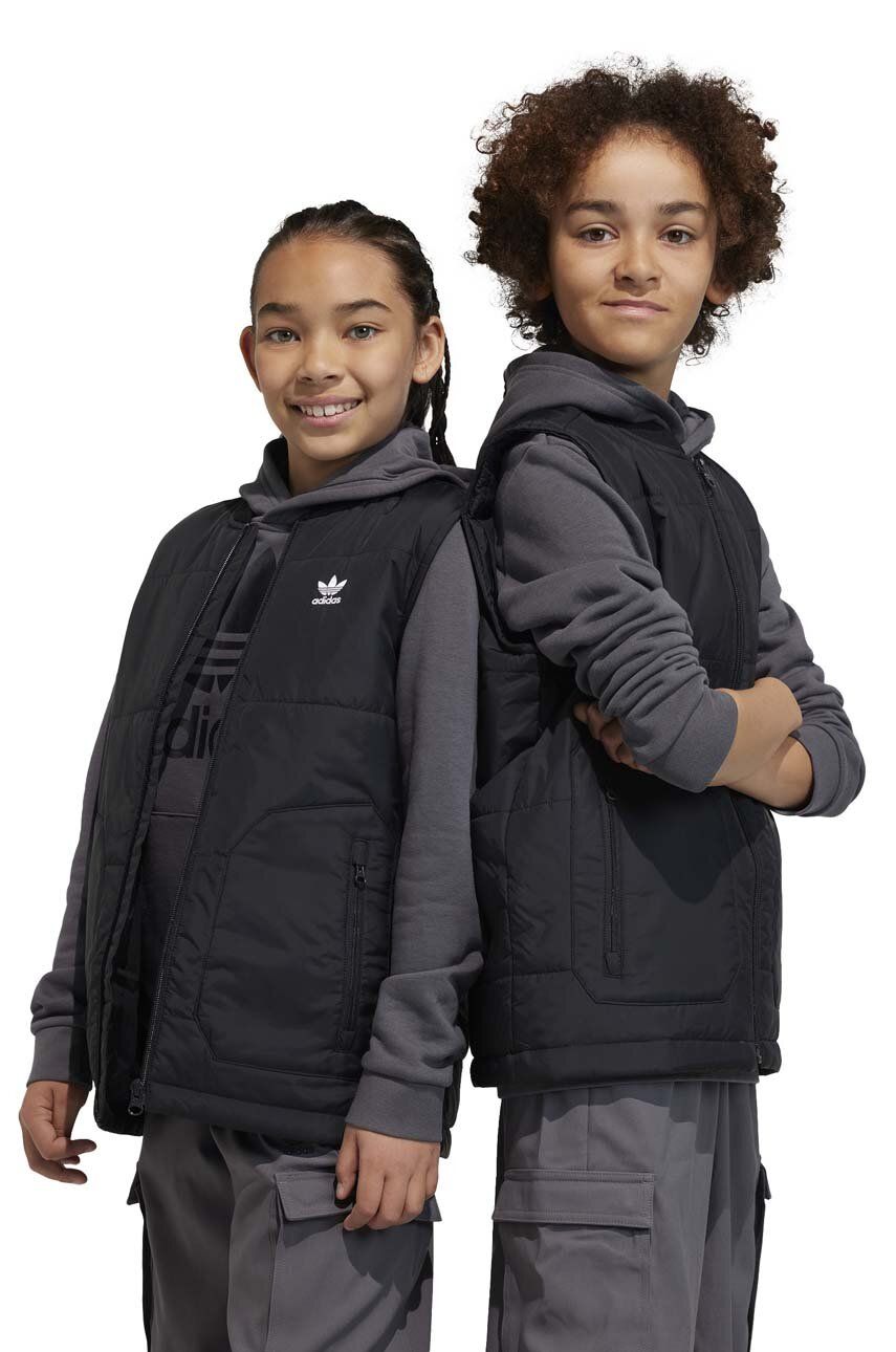 Dětská vesta adidas Originals černá barva - černá - 100 % Recyklovaný polyester