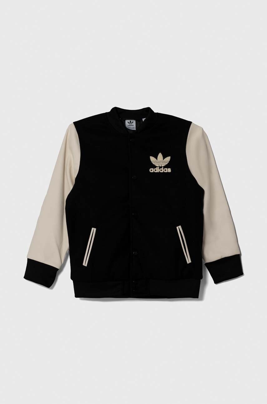

Дитяча куртка-бомбер adidas Originals колір чорний