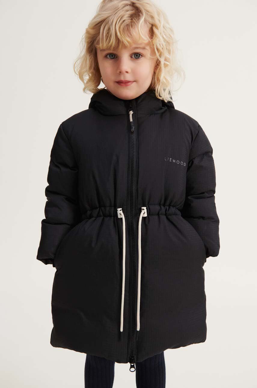 Dětská péřová bunda Liewood černá barva - černá - Hlavní materiál: 100 % Polyester Výplň: 70 % 