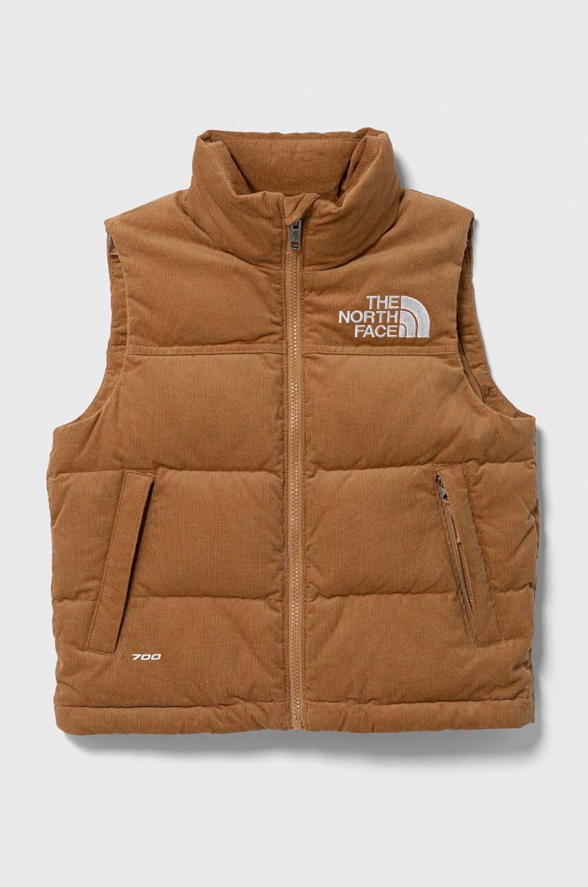 Levně Dětská péřová vesta The North Face 1996 RETRO NUPTSE VEST hnědá barva