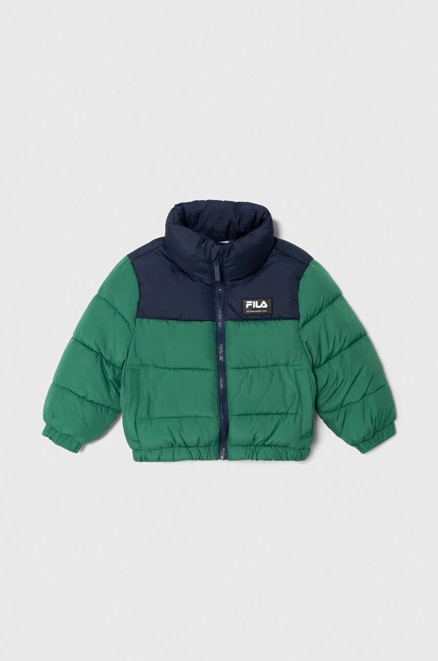 Dětská bunda Fila THELKOW blocked padded jacket zelená barva - zelená - 100 % Polyester