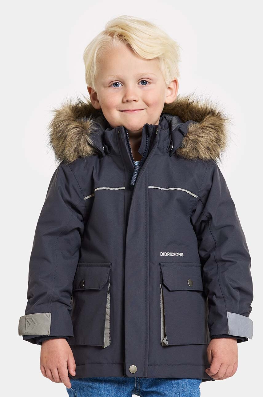 Levně Dětská zimní bunda Didriksons KURE KIDS PARKA tmavomodrá barva