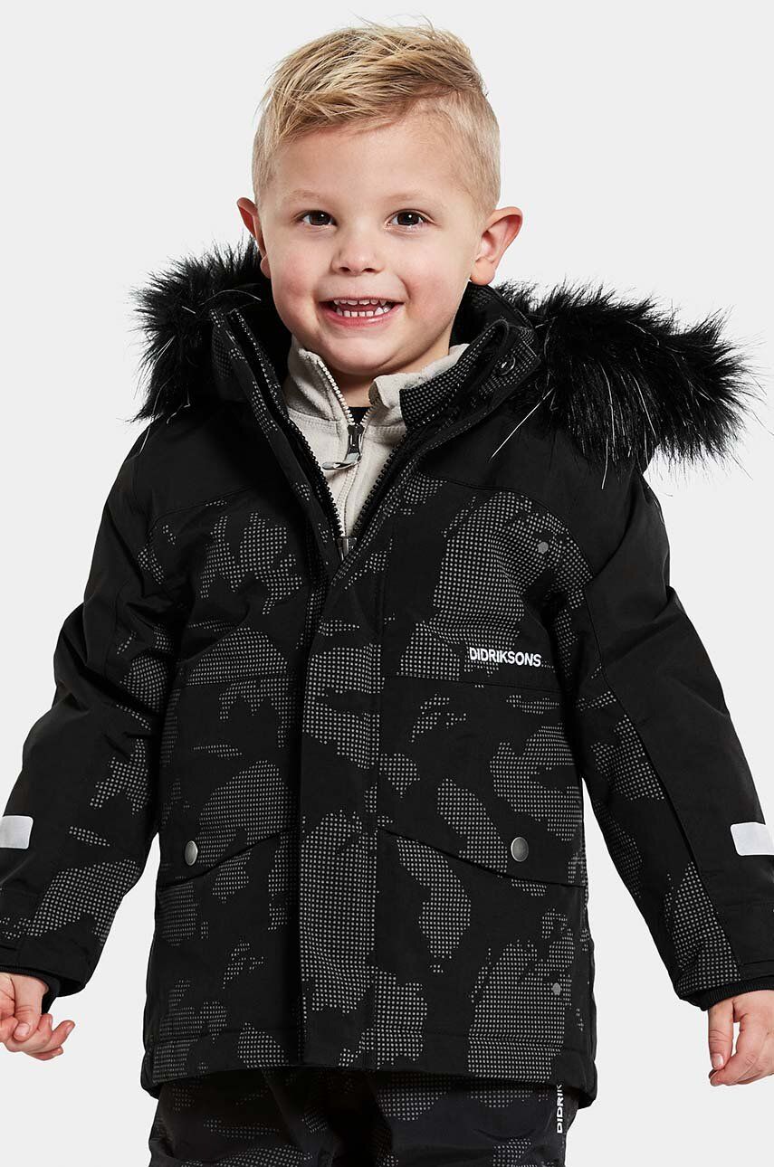 Dětská zimní bunda Didriksons BJÄRVEN KDS PAR SE šedá barva - šedá - Hlavní materiál: 100 % Polyamid