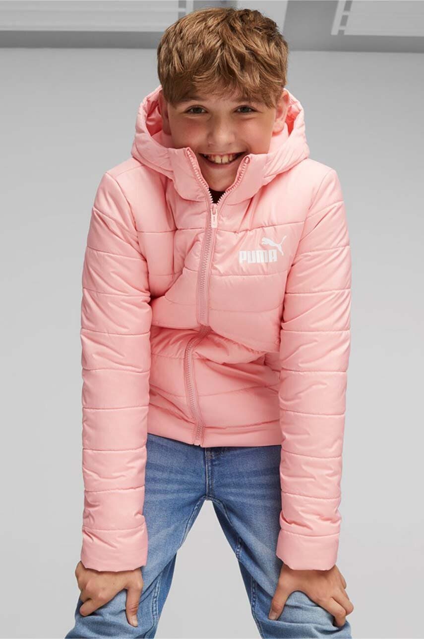 Levně Dětská bunda Puma ESS Hooded Padded Jacket oranžová barva