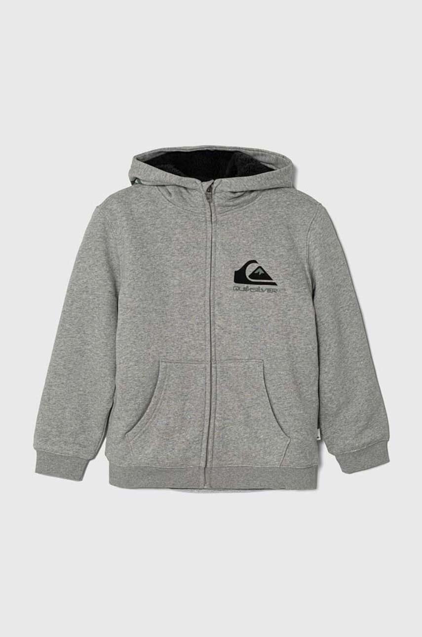 Quiksilver bluza copii BEST WAVE OTLR culoarea gri, cu glugă, cu imprimeu