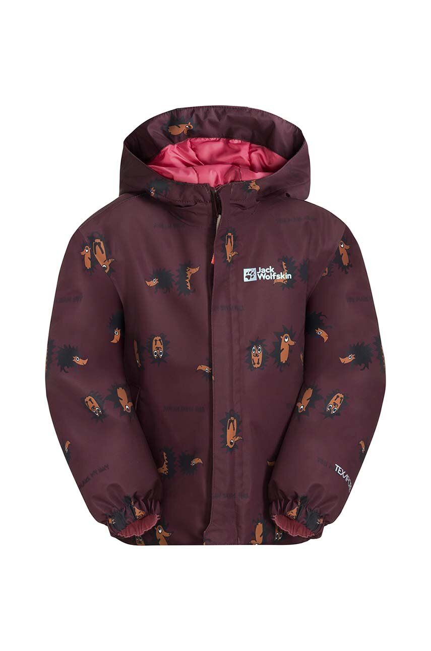 Dětská bunda Jack Wolfskin GLEEL 2L INS PRINT vínová barva