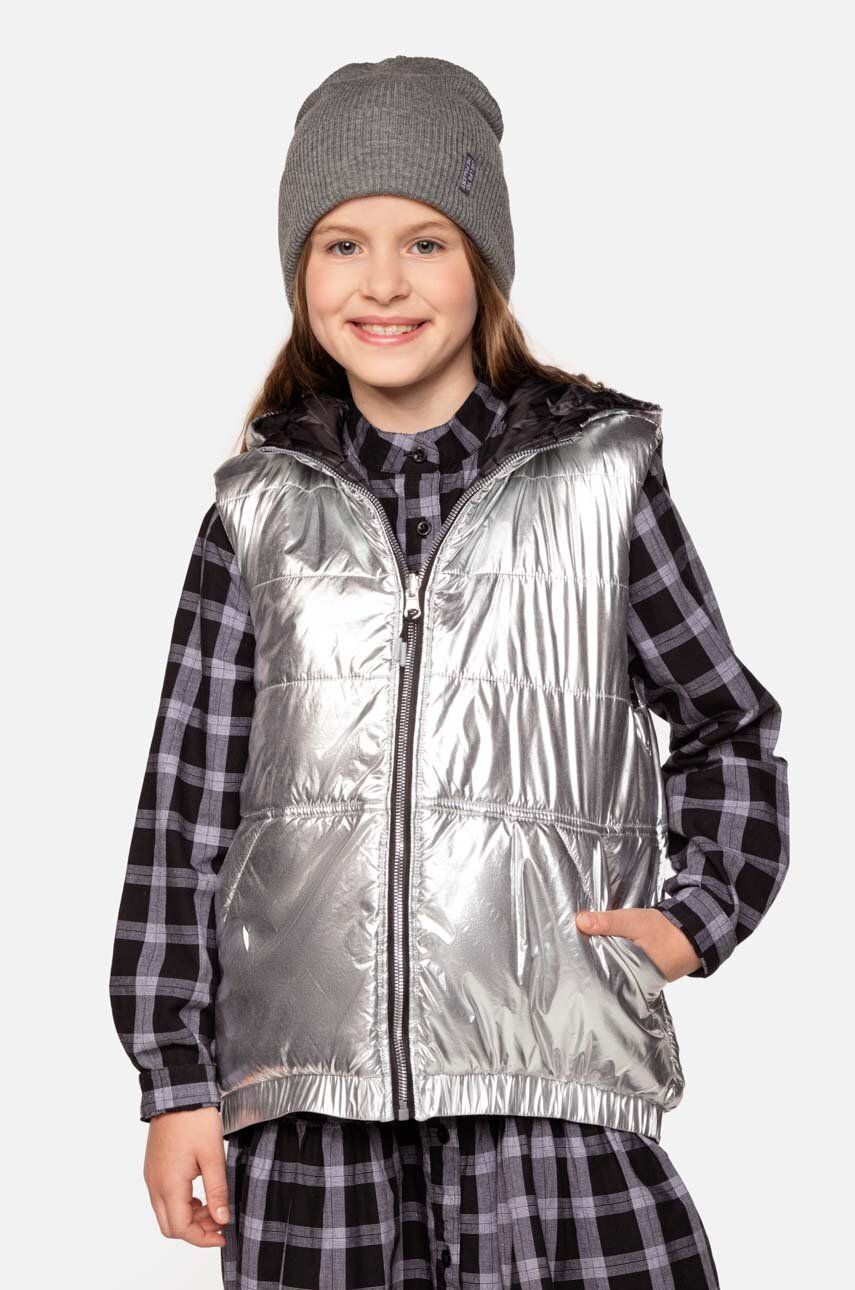 Dětská oboustranná vesta Coccodrillo stříbrná barva - stříbrná - 100 % Polyamid