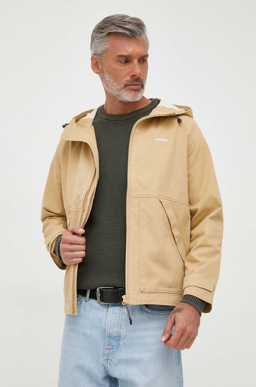 Bavlněná bunda Pepe Jeans BANE béžová barva - béžová -  Hlavní materiál: 100 % Bavlna Podš