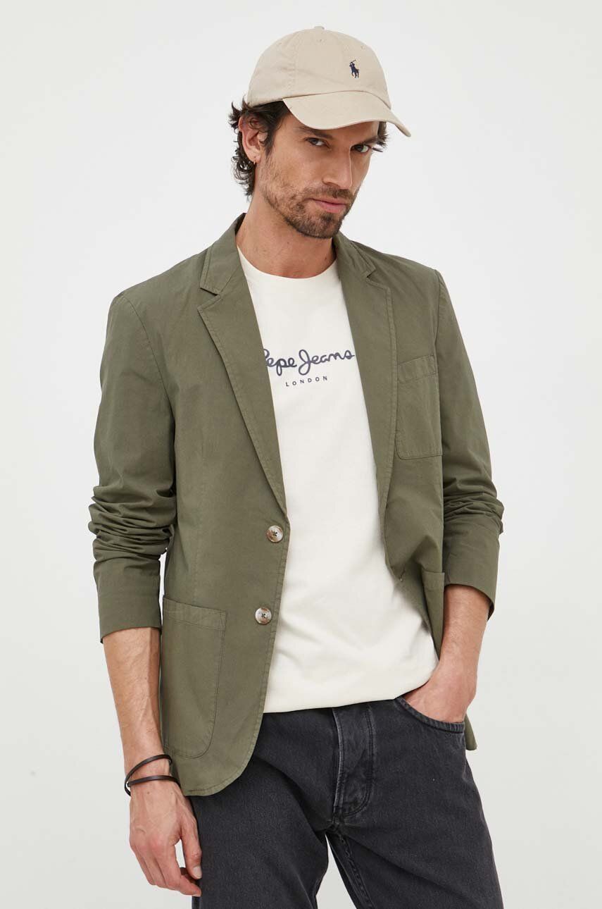 Bavlněné sako Pepe Jeans Bernstein zelená barva - zelená -  100 % Bavlna