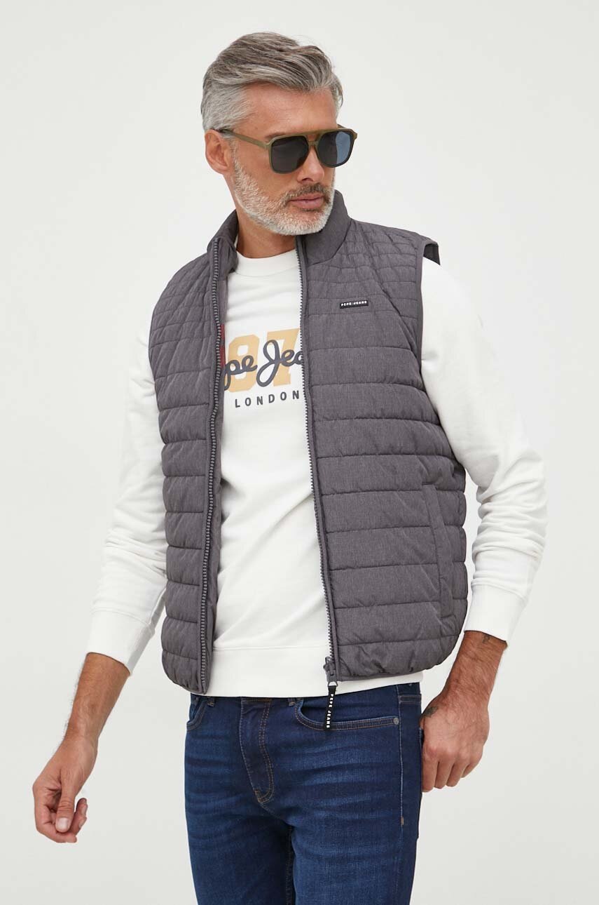 Pepe Jeans Vesta Cu Doua Fete Boswell Gillet Barbati, Culoarea Gri, De Tranzitie