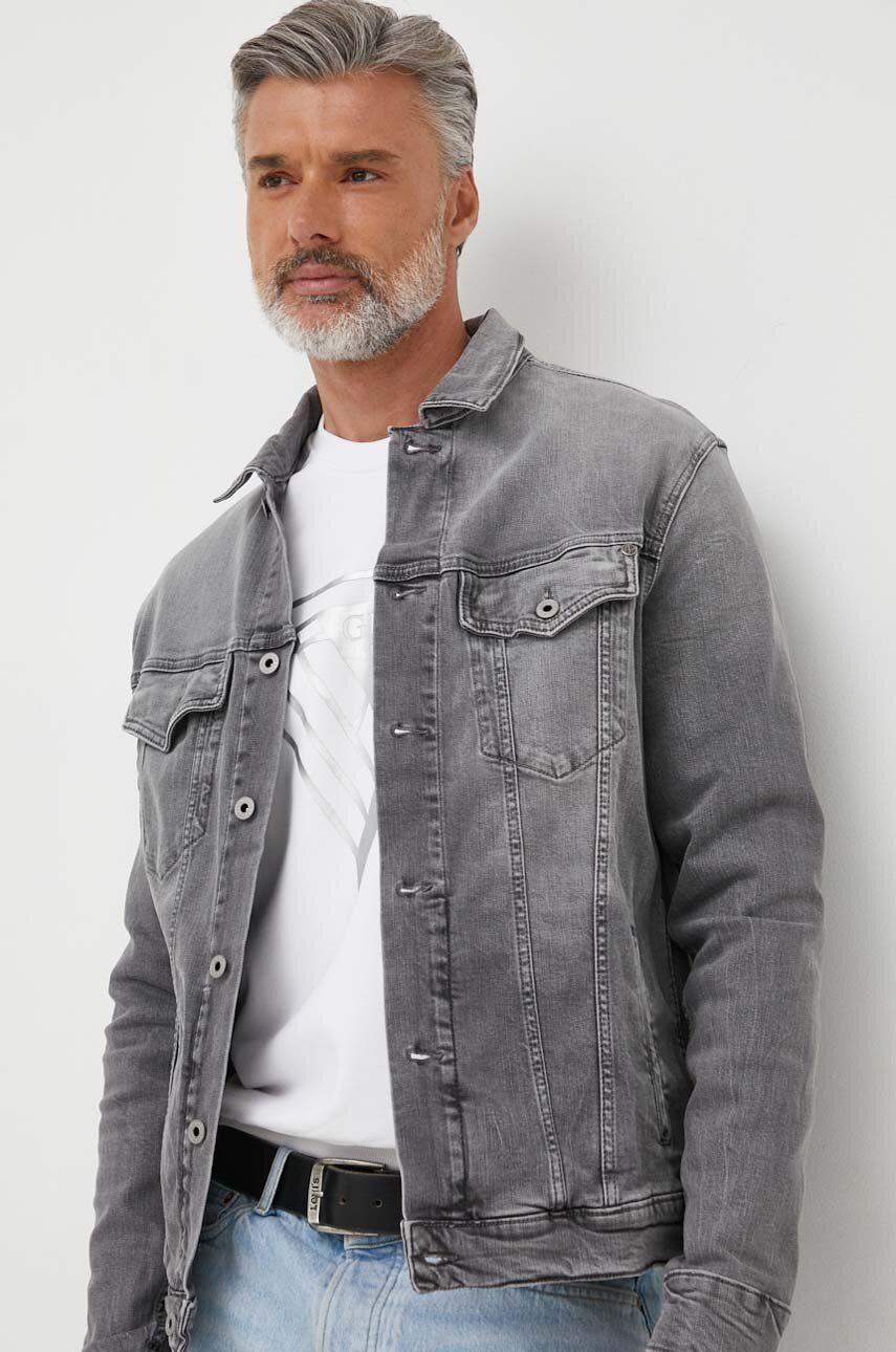 Džínová bunda Pepe Jeans Pinners pánská, šedá barva, přechodná - šedá - Hlavní materiál: 99 % Bavlna
