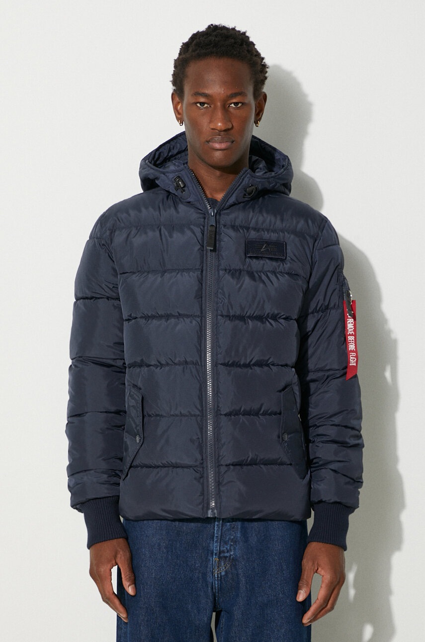 Alpha Industries Hooded Puffer FD tmavomodrá barva