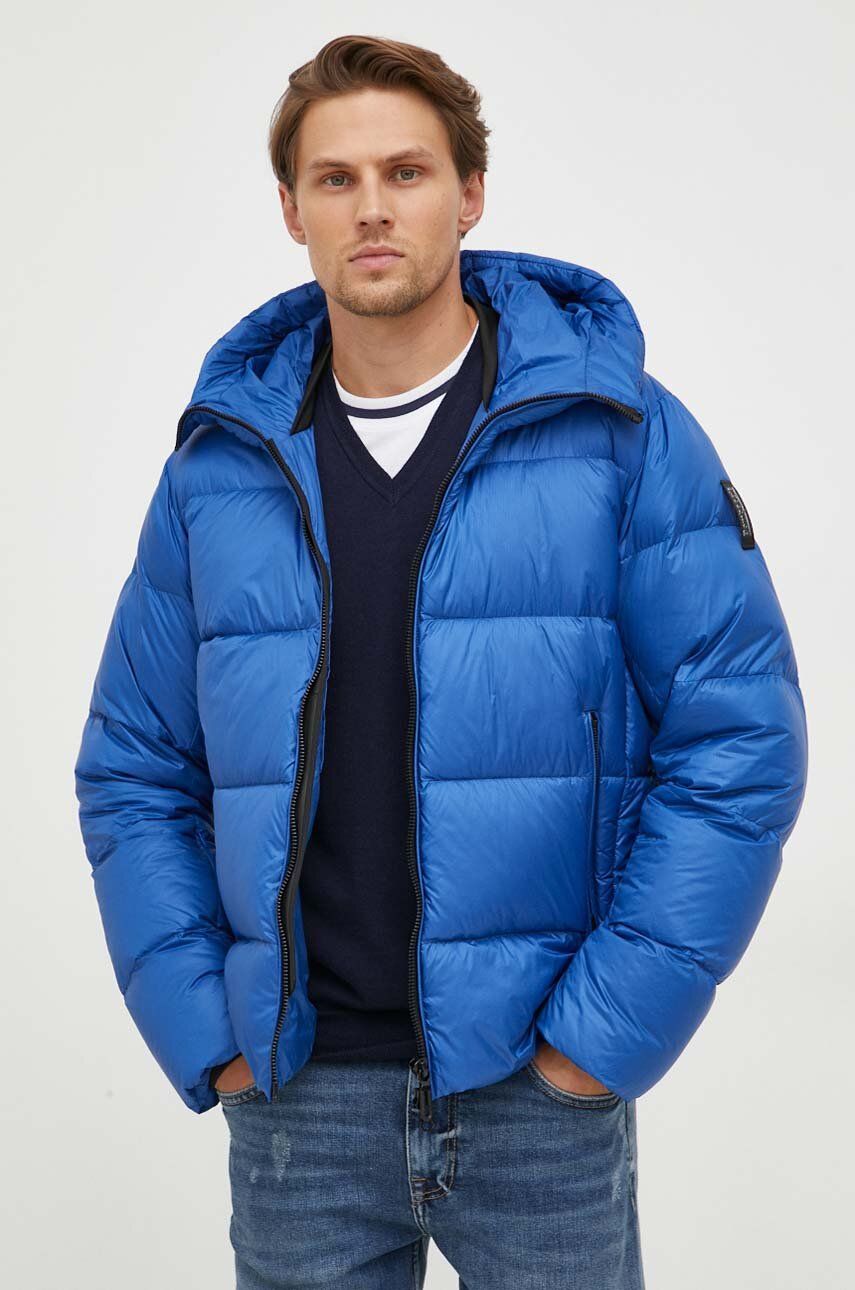 Péřová bunda Bomboogie pánská, zimní - modrá - Hlavní materiál: 100 % Nylon Výplň: 90 % Chmýří