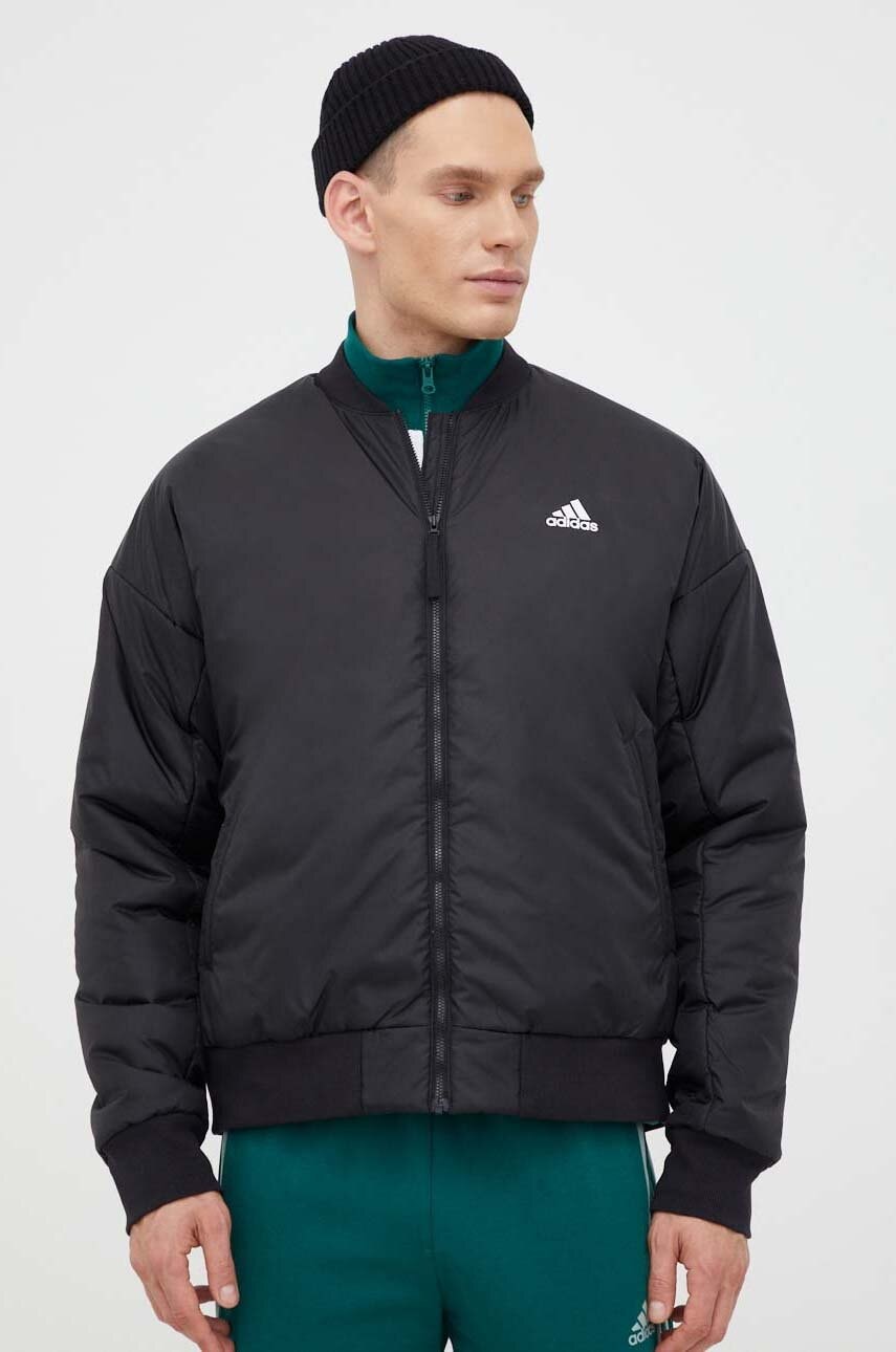 adidas geaca bomber barbati, culoarea negru, de tranzitie