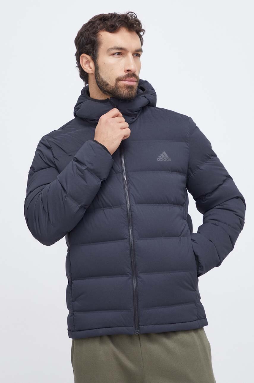 adidas geacă de puf bărbați, culoarea negru, de iarnă IK3174