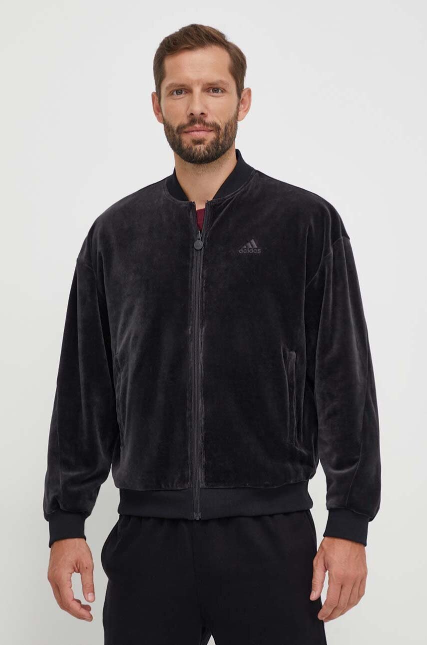 adidas geaca bomber cu doua fete barbati, culoarea negru, de tranzitie, oversize