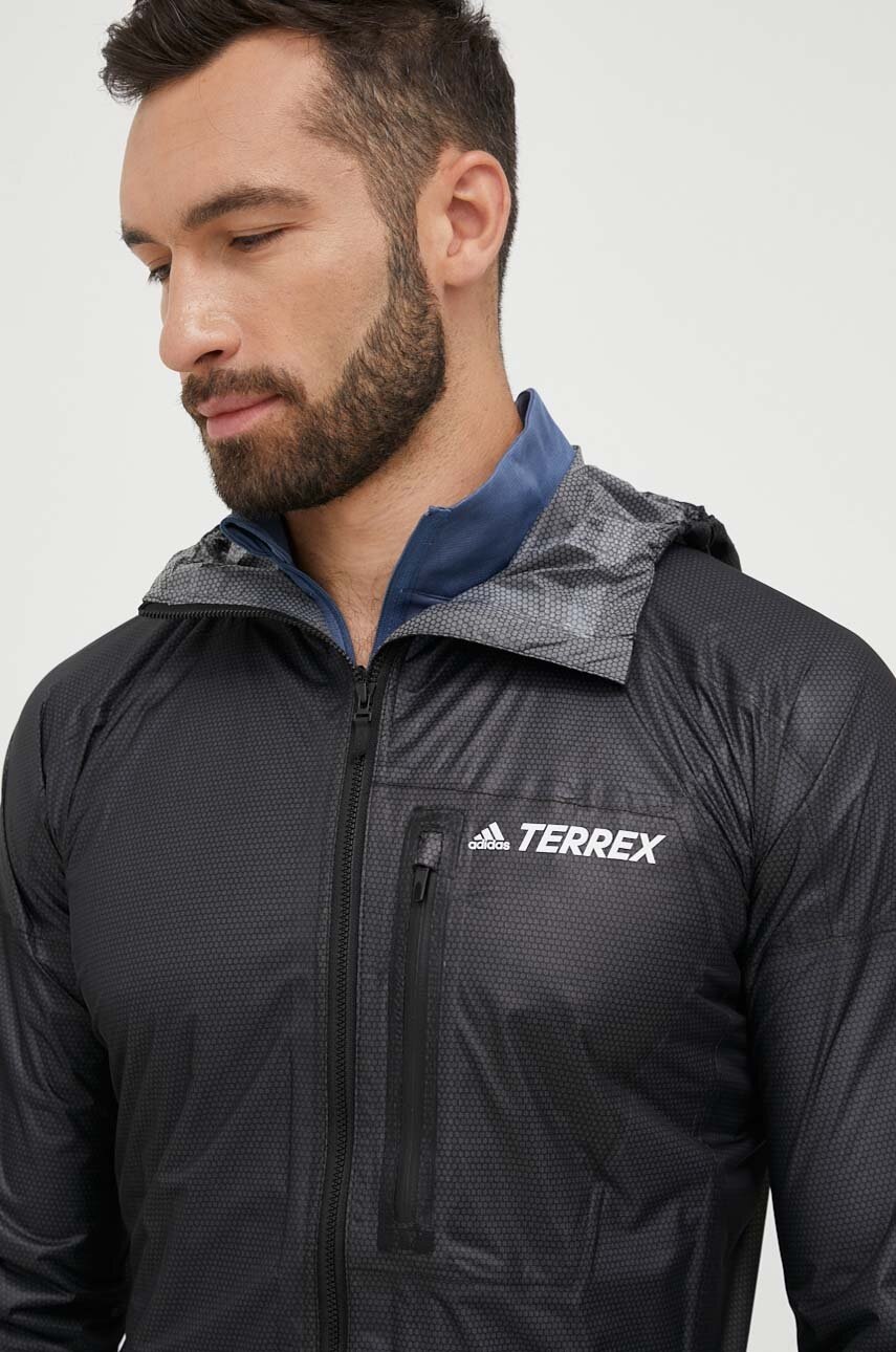 Adidas Terrex Geaca De Ploaie Agravic Barbati, Culoarea Negru, De Tranzitie