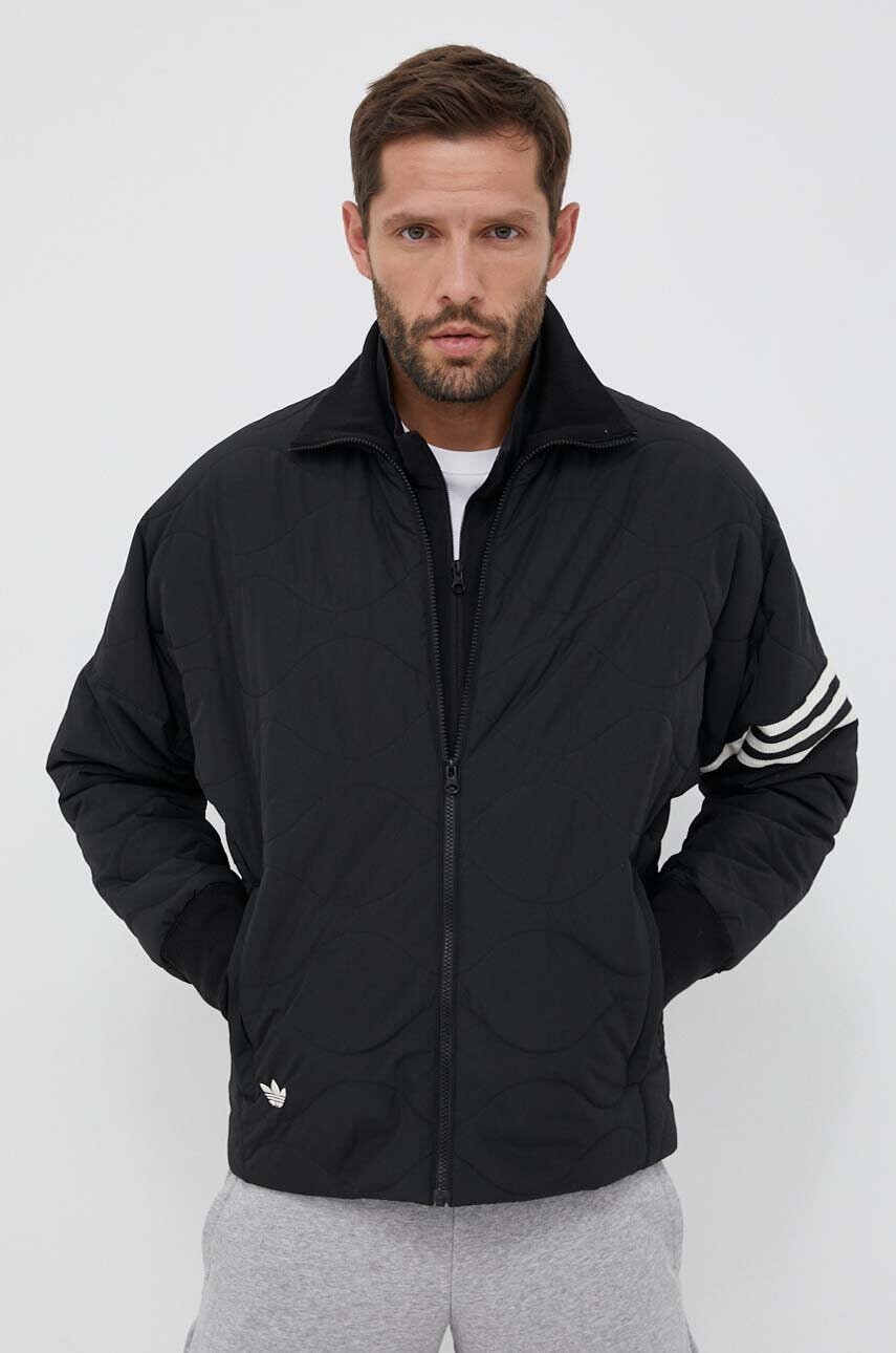 adidas Originals geaca barbati, culoarea negru, de tranzitie, oversize