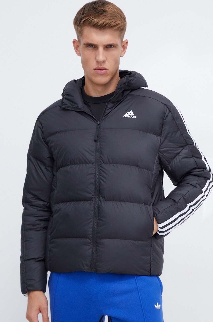 Levně Péřová bunda adidas pánská, černá barva, zimní