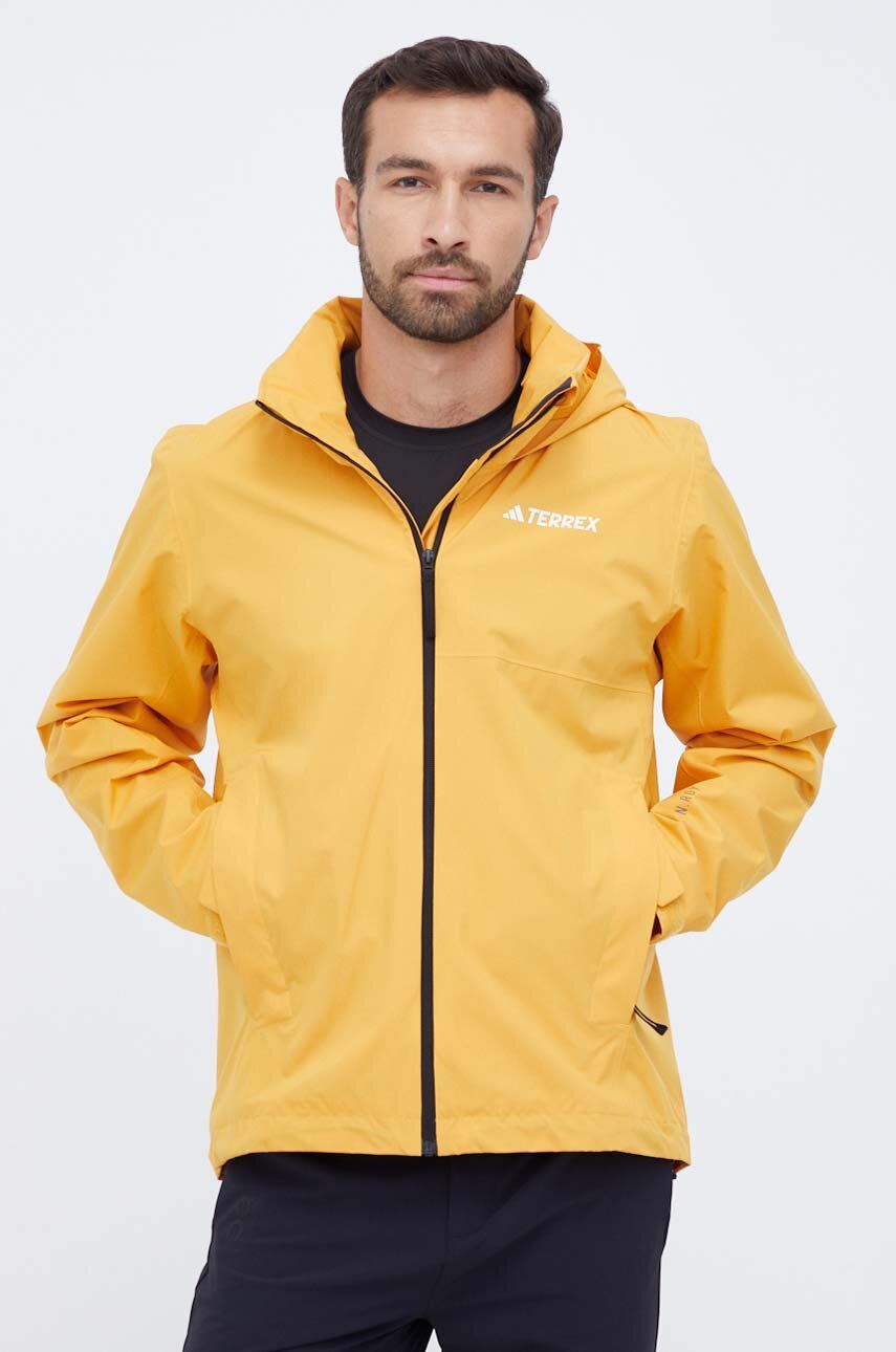 Nepromokavá bunda adidas TERREX Multi RAIN. RDY pánská, žlutá barva - žlutá - Hlavní materiál: 100 % 