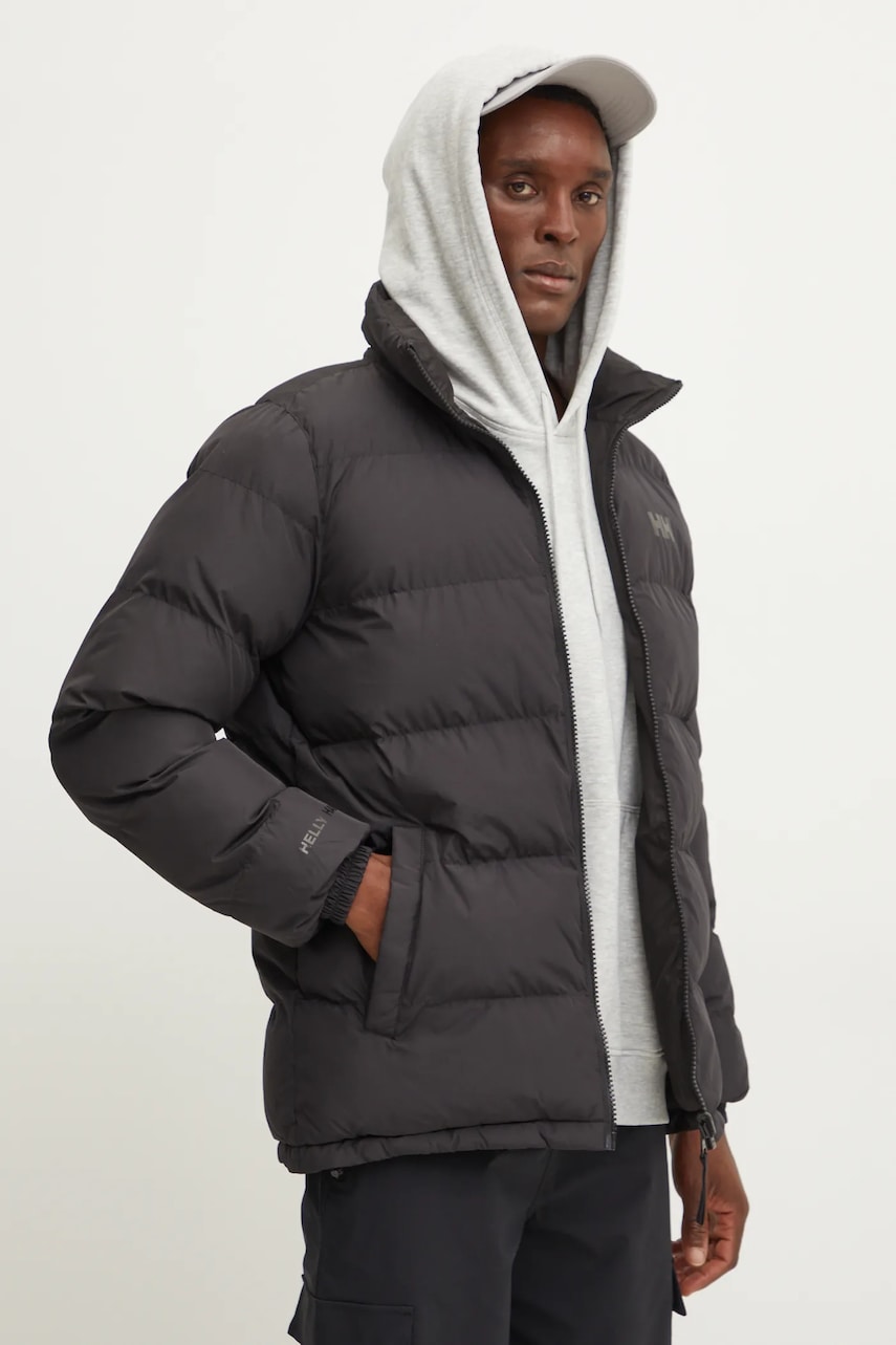Helly Hansen geaca cu doua fete barbati, culoarea negru, de iarna Helly Hansen geaca cu doua fete barbati, culoarea negru, de iarna