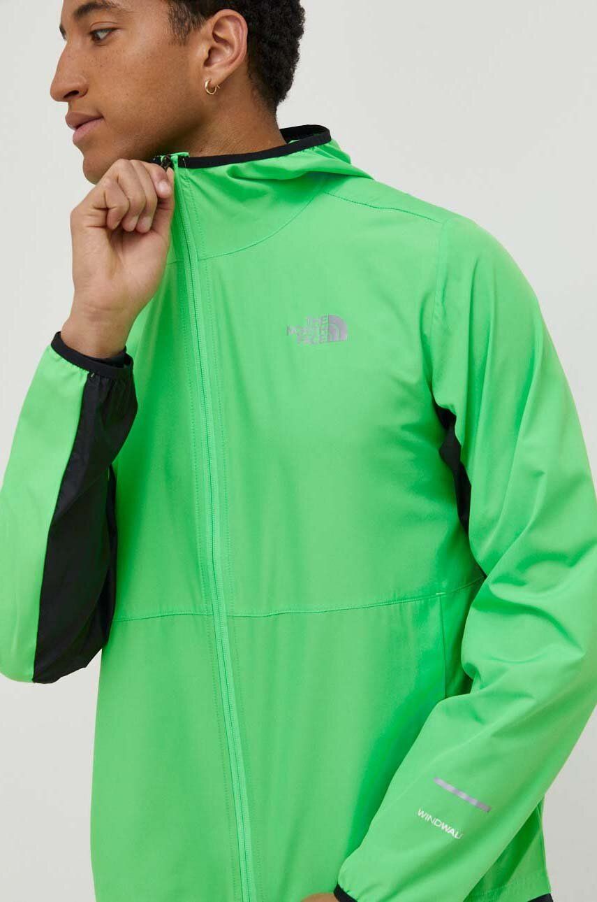 Větrovka The North Face zelená barva, přechodná - zelená - 100 % Polyester