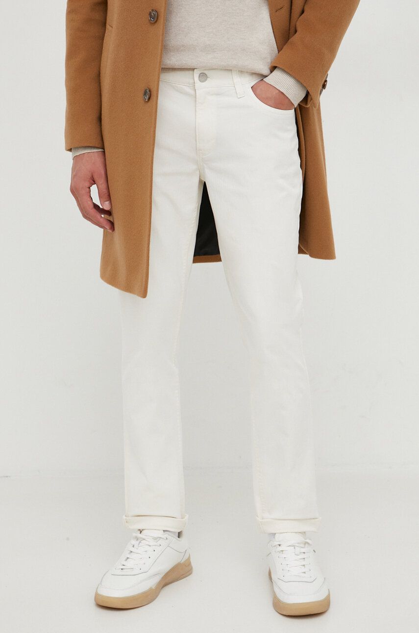 E-shop Kalhoty Michael Kors pánské, béžová barva, přiléhavé