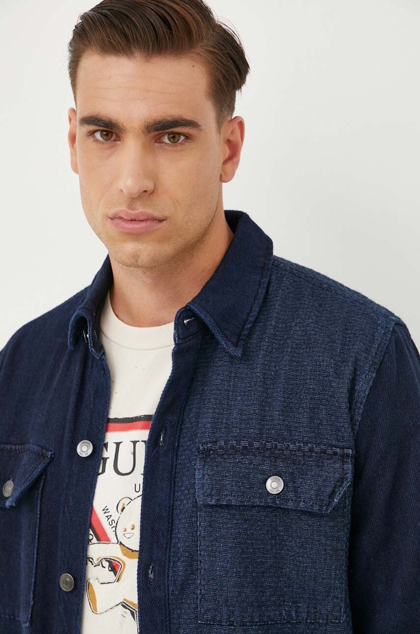 Πουκάμισο Guess χρώμα: ναυτικό μπλε φωτογραφία