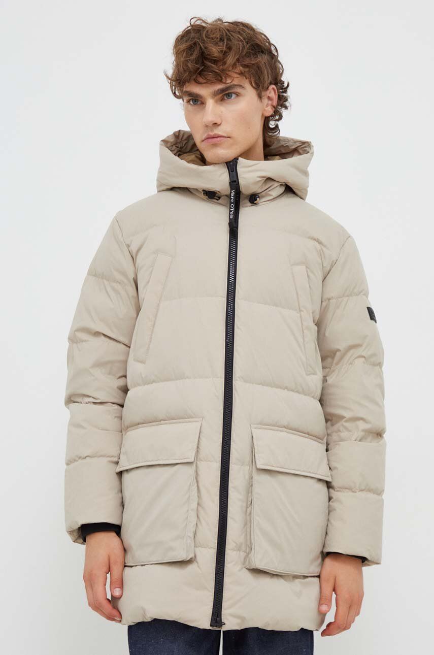 Péřová bunda Marc O′Polo pánská, béžová barva, zimní - béžová - Hlavní materiál: 100 % Polyester