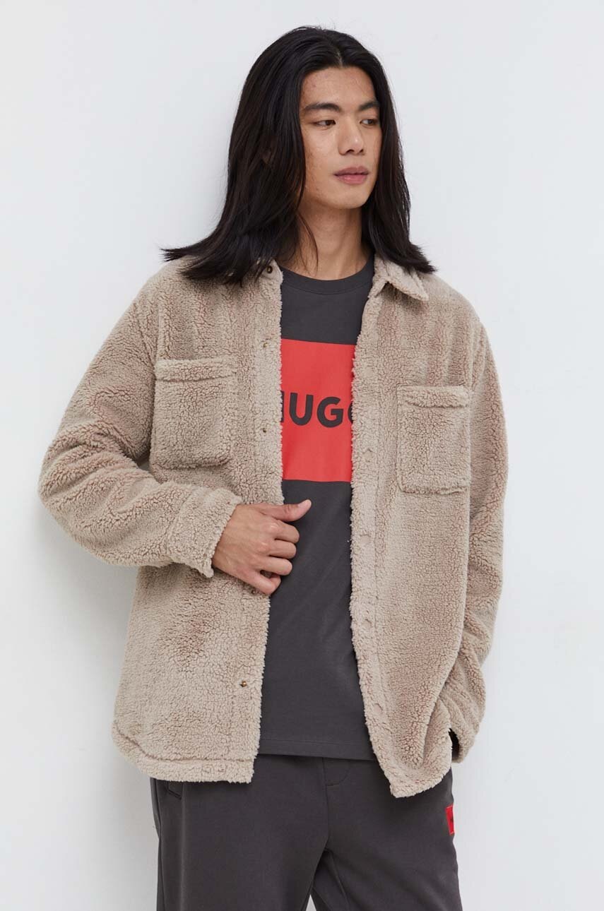 

Рубашка UGG мужская цвет бежевый regular классический воротник
