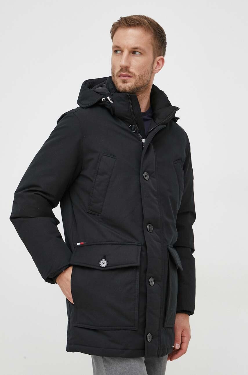 

Пухено яке Tommy Hilfiger в черно зимен модел, Черен