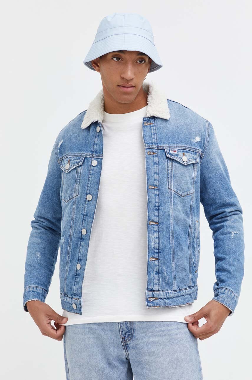 

Дънково яке Tommy Jeans в синьо преходен модел, Син