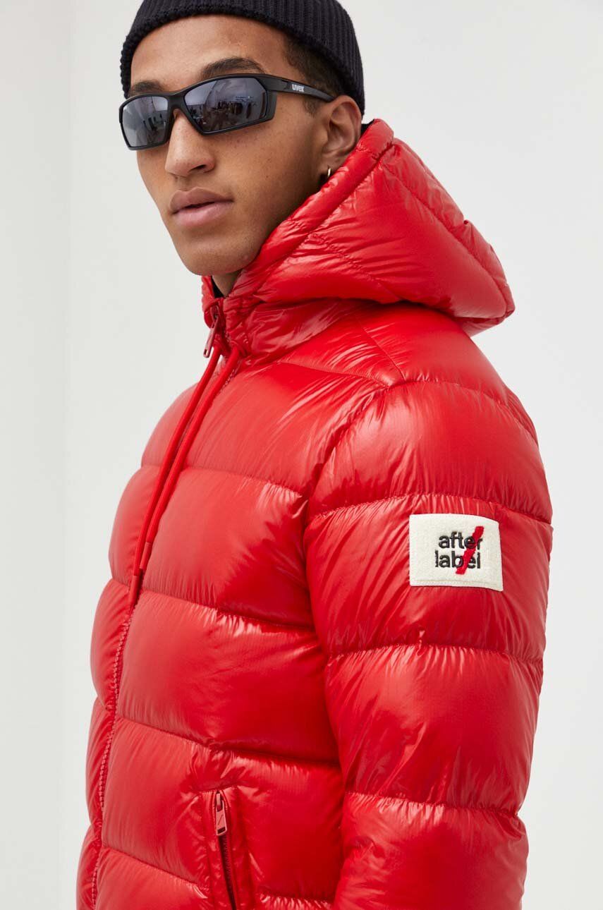 Péřová bunda After Label pánská, červená barva, zimní