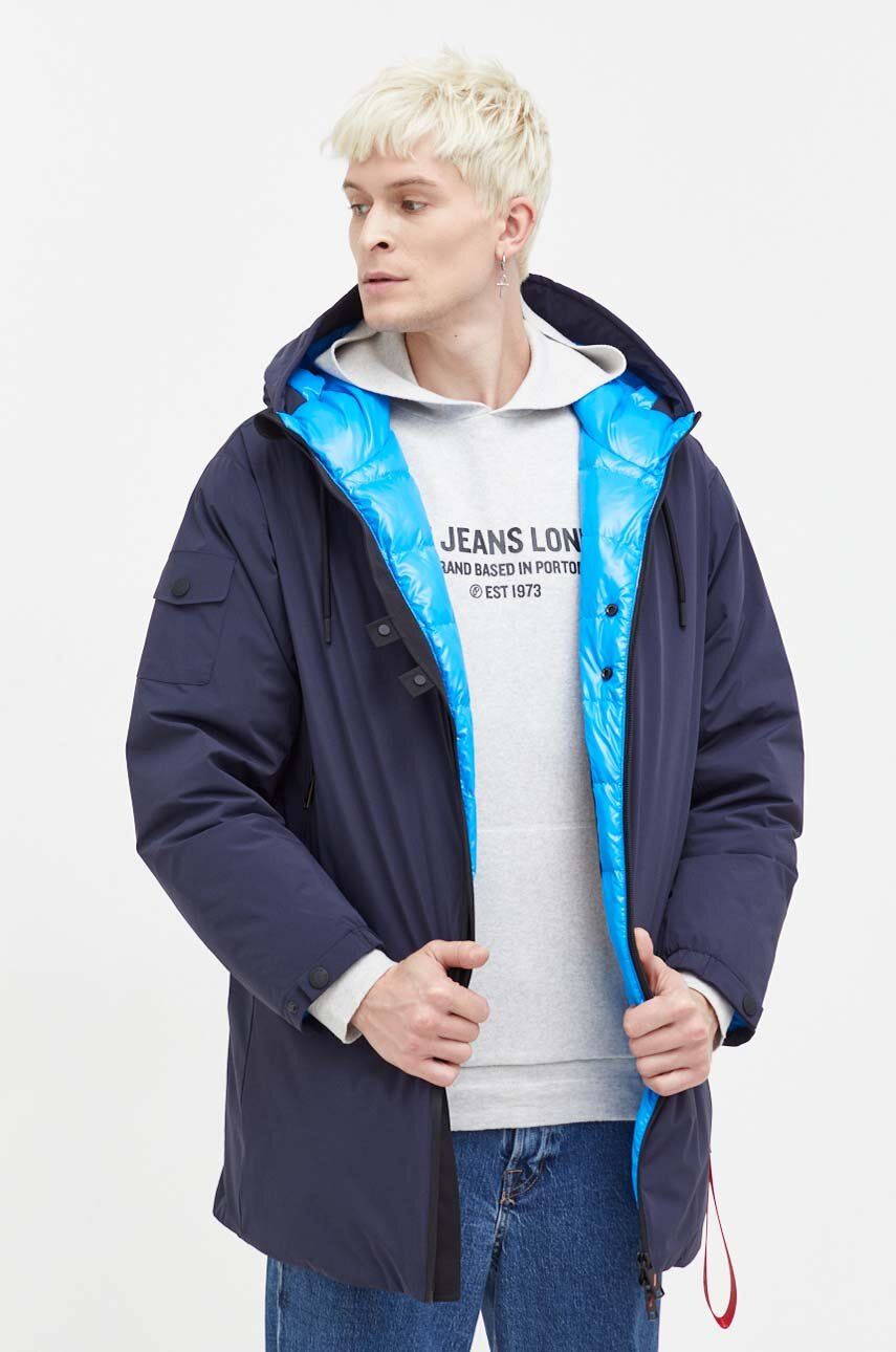 Péřová bunda After Label pánská, tmavomodrá barva, zimní - námořnická modř - Hlavní materiál: 82 % P