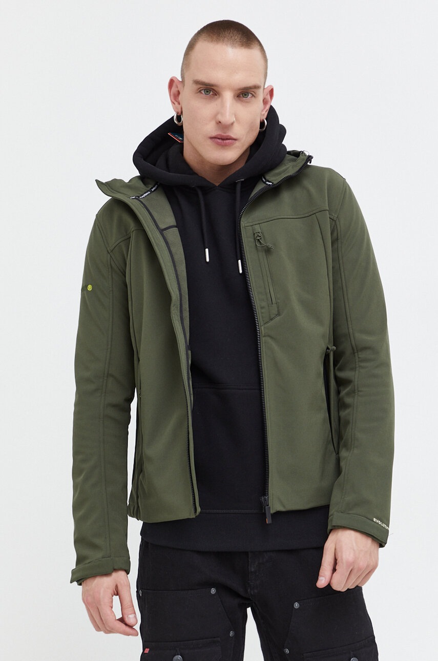 Superdry Geaca Barbati, Culoarea Verde, De Tranzitie